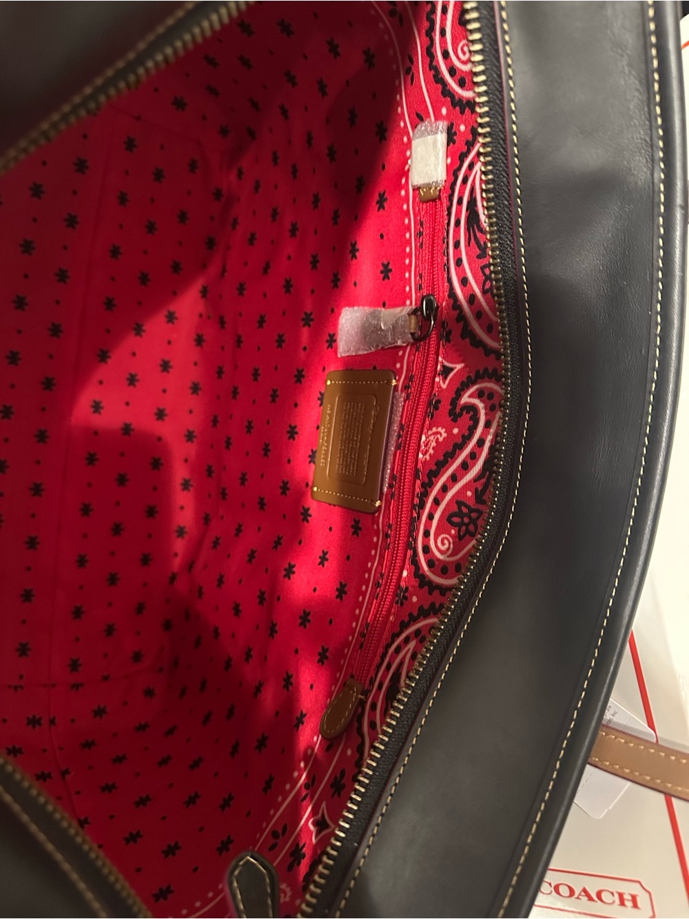 Coach Black Leather Tote with Mickey Character Charm - Picture 7 of 13